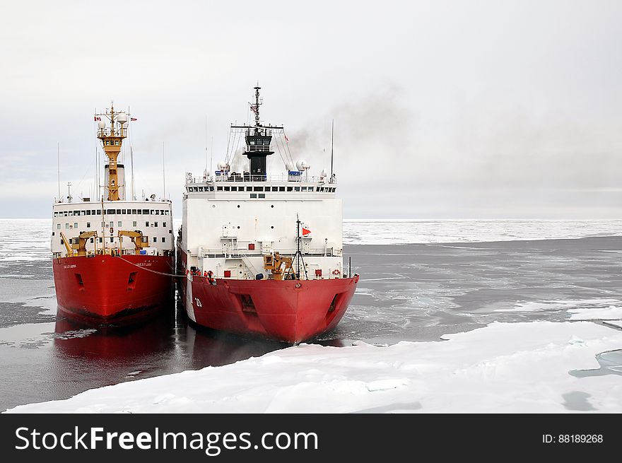 ARCTIC OCEAN Ã¢â‚¬â€œ The Canadian Coast Guard Ship Louis S. St-Laurent ties up to the Coast Guard Cutter Healy in the Arctic Ocean Sept. 5, 2009. The two ships are taking part in a multi-year, multi-agency Arctic survey that will help define the Arctic continental shelf. Photo Credit: Patrick Kelley, U.S. Coast Guard. ARCTIC OCEAN Ã¢â‚¬â€œ The Canadian Coast Guard Ship Louis S. St-Laurent ties up to the Coast Guard Cutter Healy in the Arctic Ocean Sept. 5, 2009. The two ships are taking part in a multi-year, multi-agency Arctic survey that will help define the Arctic continental shelf. Photo Credit: Patrick Kelley, U.S. Coast Guard