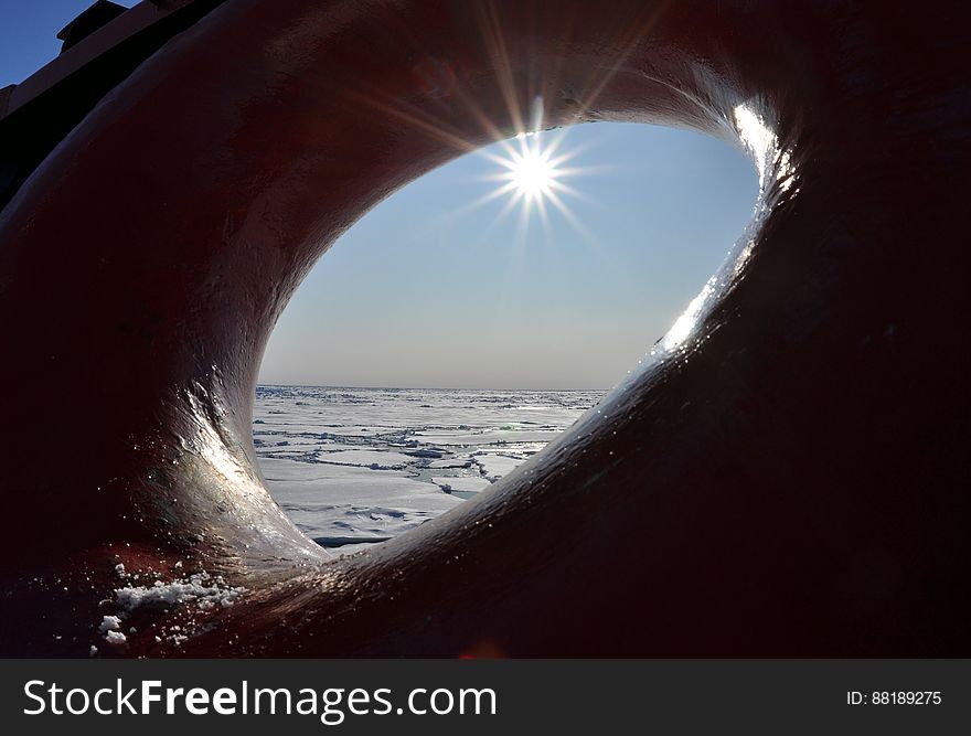 The sun shines through the bullnose of the Coast Guard Cutter Healy on the Arctic Ocean Sept. 1, 2009. Photo Credit: Patrick Kelley, U.S. Coast Guard. The sun shines through the bullnose of the Coast Guard Cutter Healy on the Arctic Ocean Sept. 1, 2009. Photo Credit: Patrick Kelley, U.S. Coast Guard