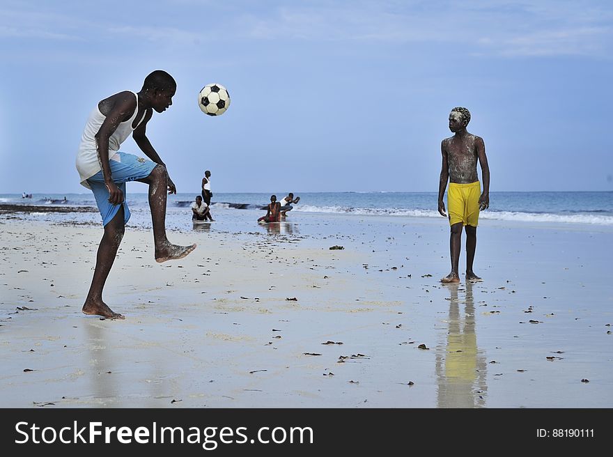Children play soccer on Lido beach in Mogadishu. After more than two decades of civil war, life in Somalia&#x27;s capital is finally returning to some semblance of normality. AU-UN IST PHOTO / TOBIN JONES. Children play soccer on Lido beach in Mogadishu. After more than two decades of civil war, life in Somalia&#x27;s capital is finally returning to some semblance of normality. AU-UN IST PHOTO / TOBIN JONES.