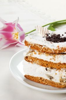 Cake And Tulip Royalty Free Stock Images