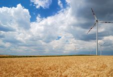 Wind Turbines In A Field Stock Image Wind Turbines In A Field Stock Image
