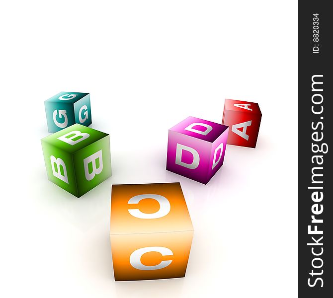 Alphabetical toys in cube shape - isolated