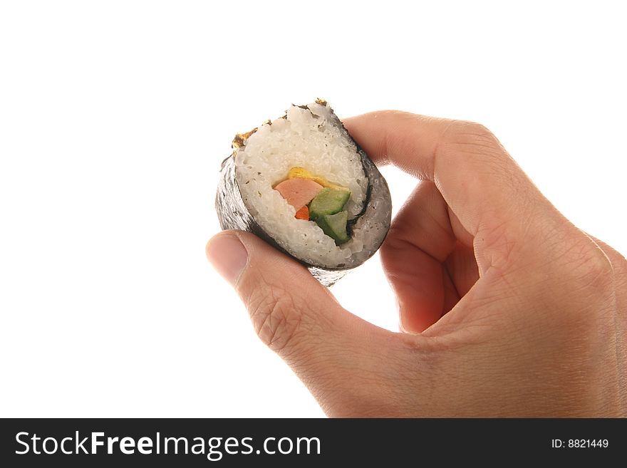 Japanese food of sushi isolated on white background