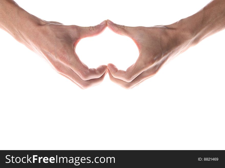 Hand heart isolated on white background