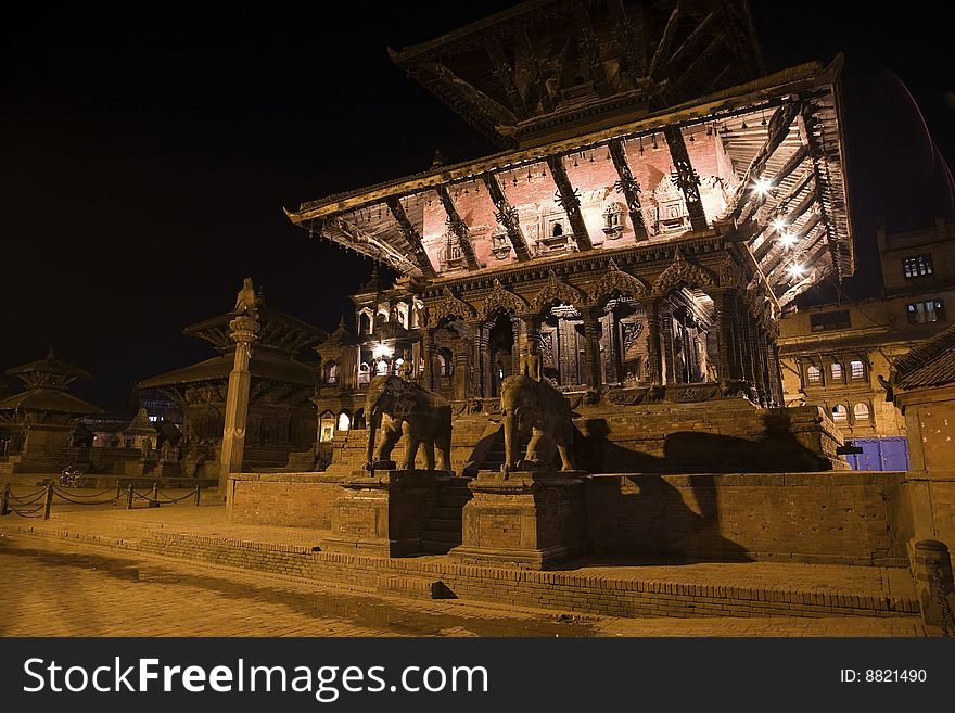 Temple in patan durbar square, nepal.in night