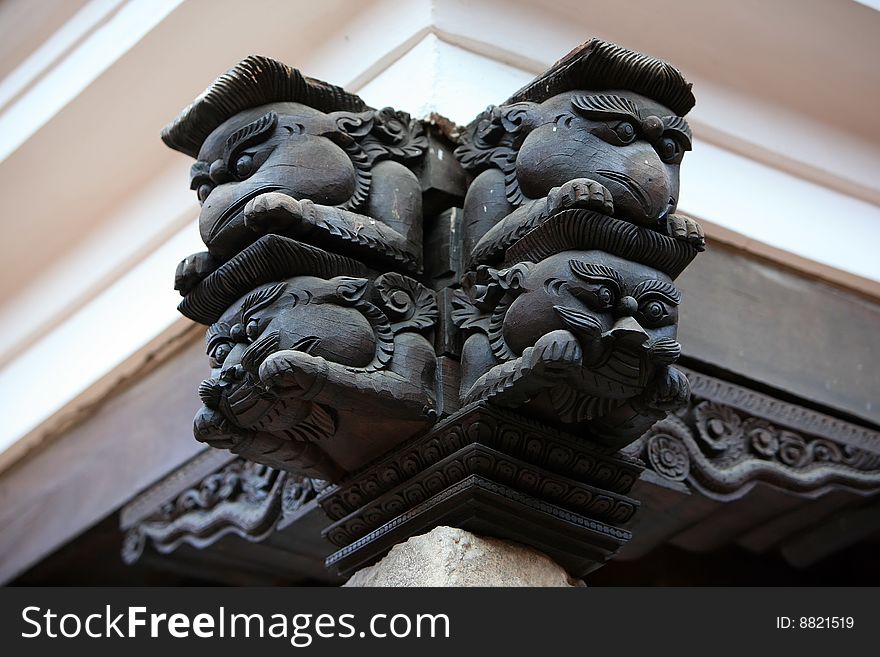 Wooden carving in temple,nepal. Wooden carving in temple,nepal