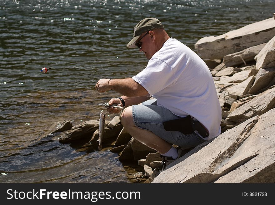 Man Trout Fishing In The Black Hills