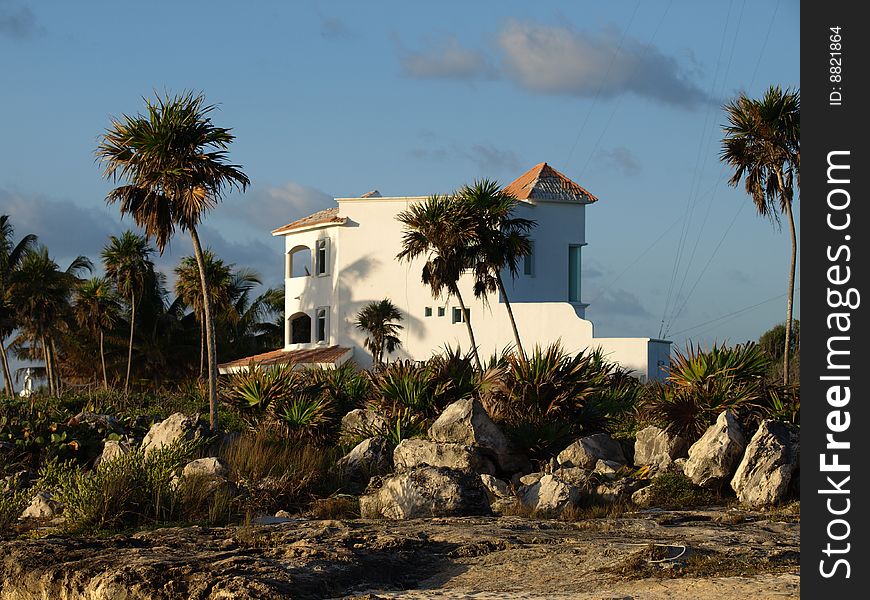The roof of this building close to the beach at a mexican resort shows the damage a tropical storm can cause. The roof of this building close to the beach at a mexican resort shows the damage a tropical storm can cause.