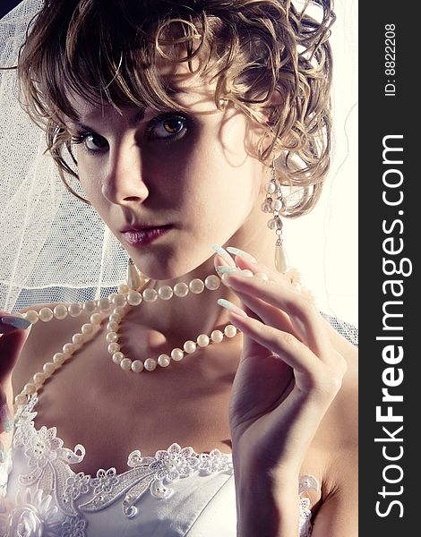 Studio portrait of a young bride