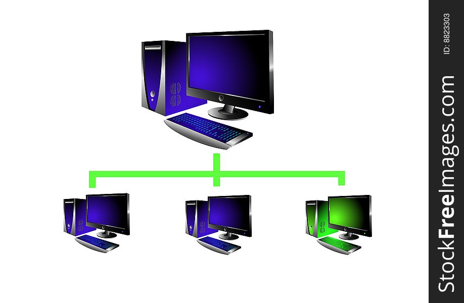 Illustration of computers in connection