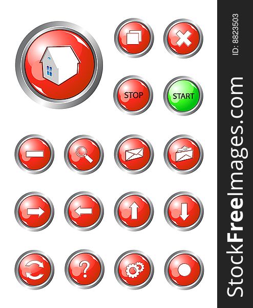 Illustration of red buttons collection. Illustration of red buttons collection