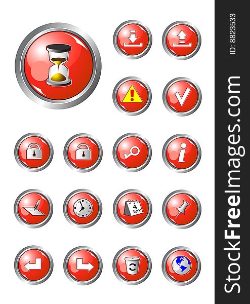 Illustration of red buttons collection. Illustration of red buttons collection