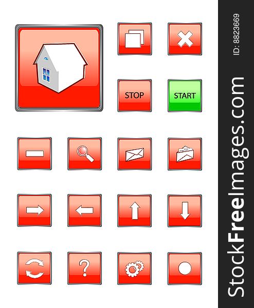 Illustration of red icons collection. Illustration of red icons collection