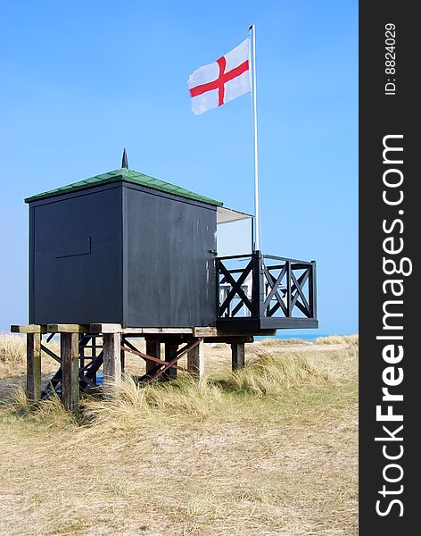 Image of hut looking out over sea. Image of hut looking out over sea