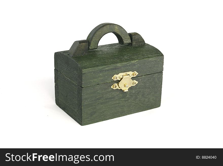 Wooden chest on a white background