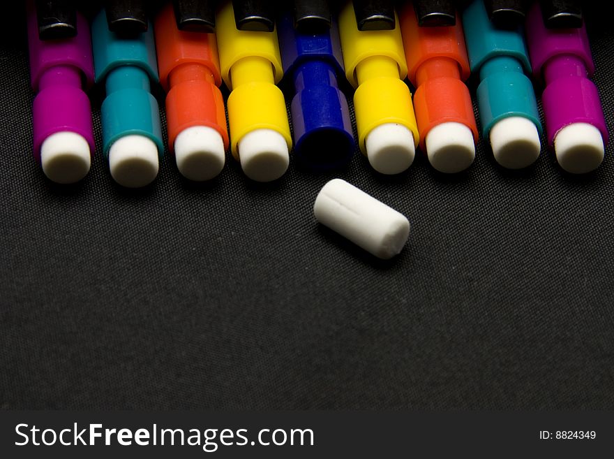 Mechanical pencils with a loose eraser at the front