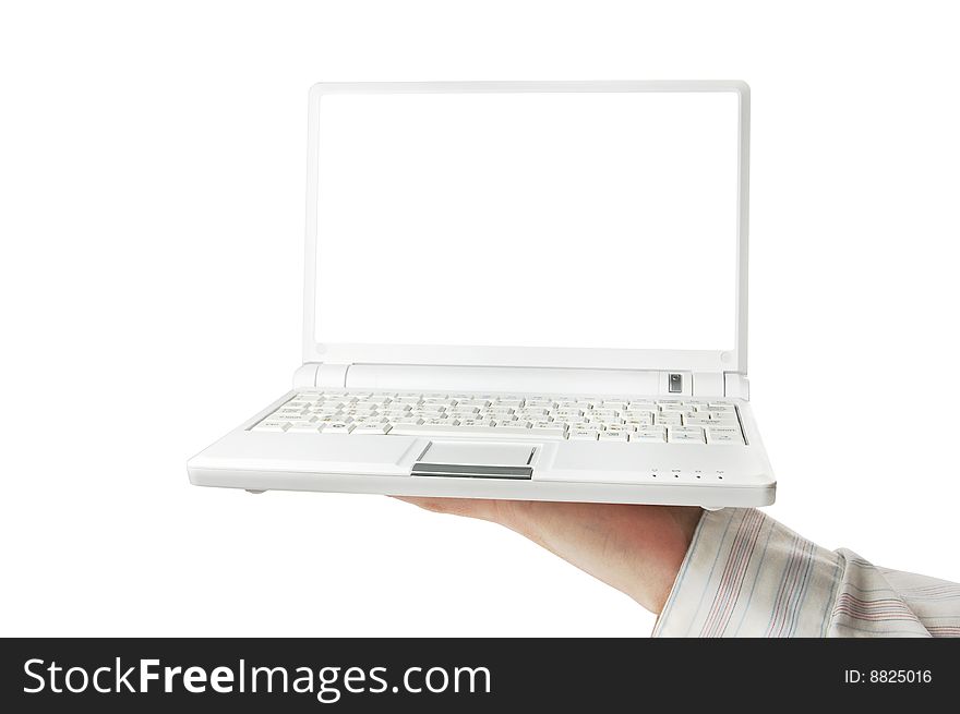 White laptop isolated on a white background