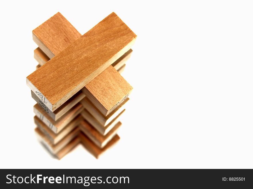 Wood Block Tower with white background. Wood Block Tower with white background