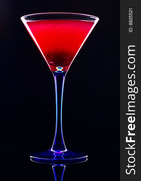 Strawberry cocktail on black background