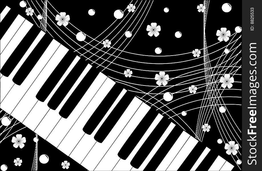 Musical background with buttons and flowers. Vector. Musical background with buttons and flowers. Vector