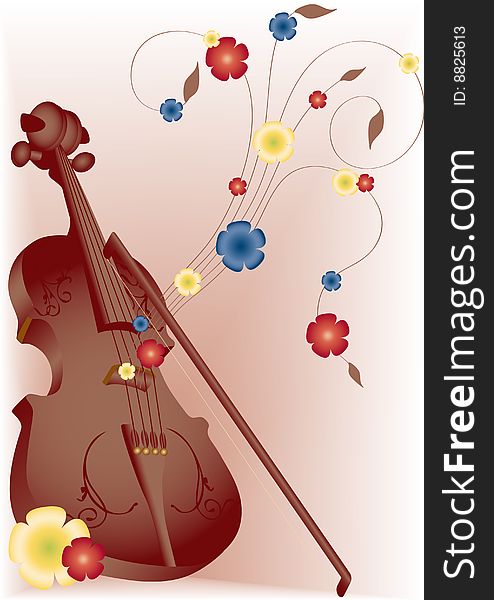 A beautiful violin, with the lines and colors. Vector. A beautiful violin, with the lines and colors. Vector