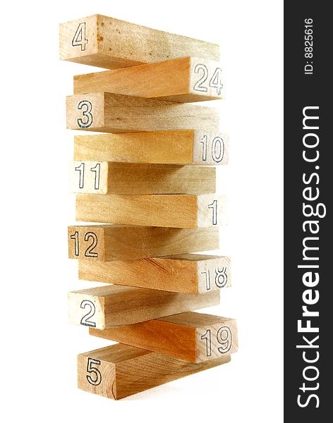 Wood Block Tower with Numbering. Wood Block Tower with Numbering