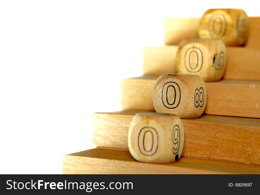 Wood Block Tower with Numbering and Dice. Wood Block Tower with Numbering and Dice