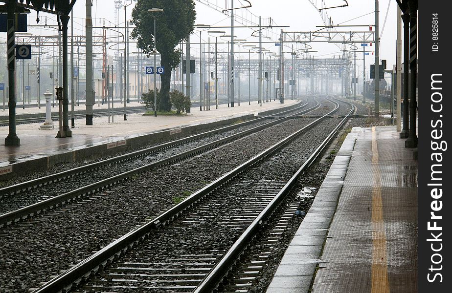 Waiting the train in a station