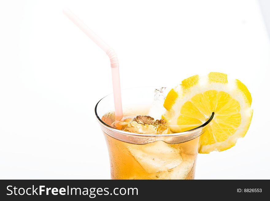 Long Island iced tea  cocktail on a white background. Long Island iced tea  cocktail on a white background