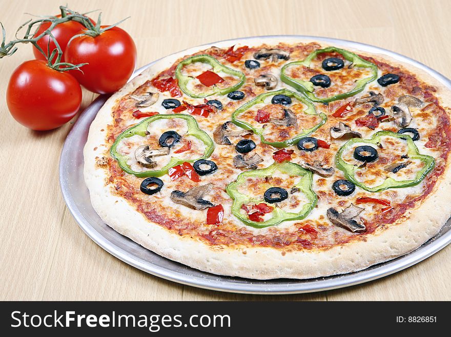 Fresh and hot pizza for lunch time. Fresh and hot pizza for lunch time
