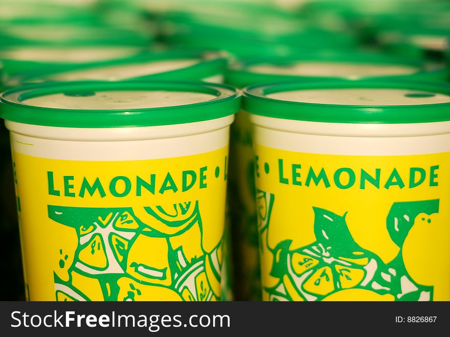 Fresh lemonade for sale in cup at festival.