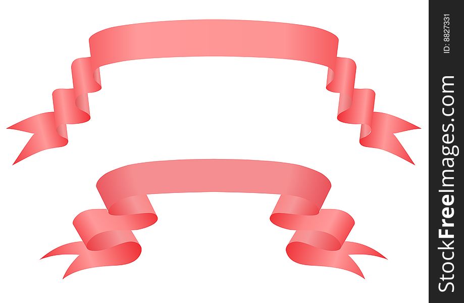 Red ribbons on a white background. Red ribbons on a white background