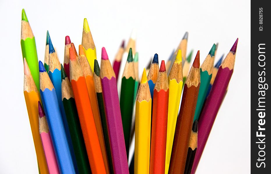 Assorted Colored Pencils against the Light Background
