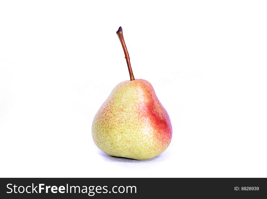 One single pear on a white background. One single pear on a white background.