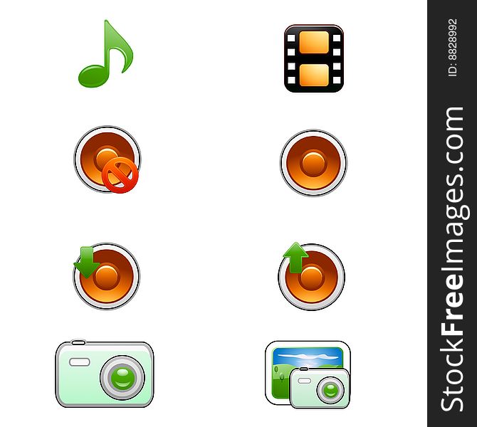 Multimedia software interface icon collection. Multimedia software interface icon collection