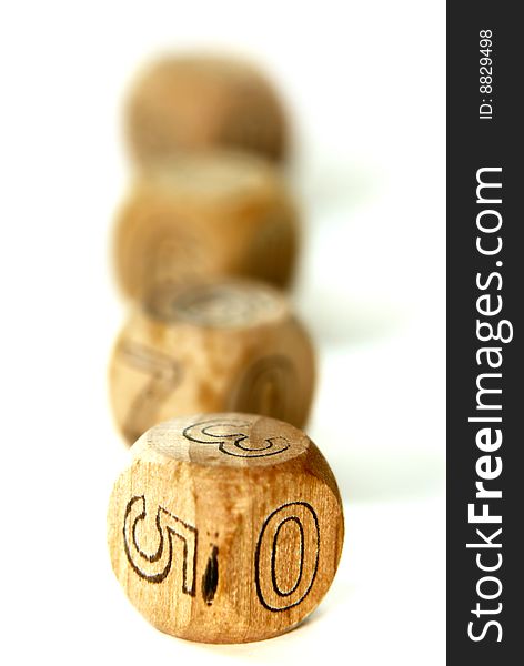 Close up capture on wooden dice. Close up capture on wooden dice