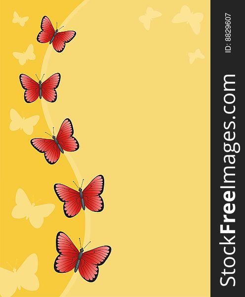 Card with beauty butterfly on yellow background. Card with beauty butterfly on yellow background