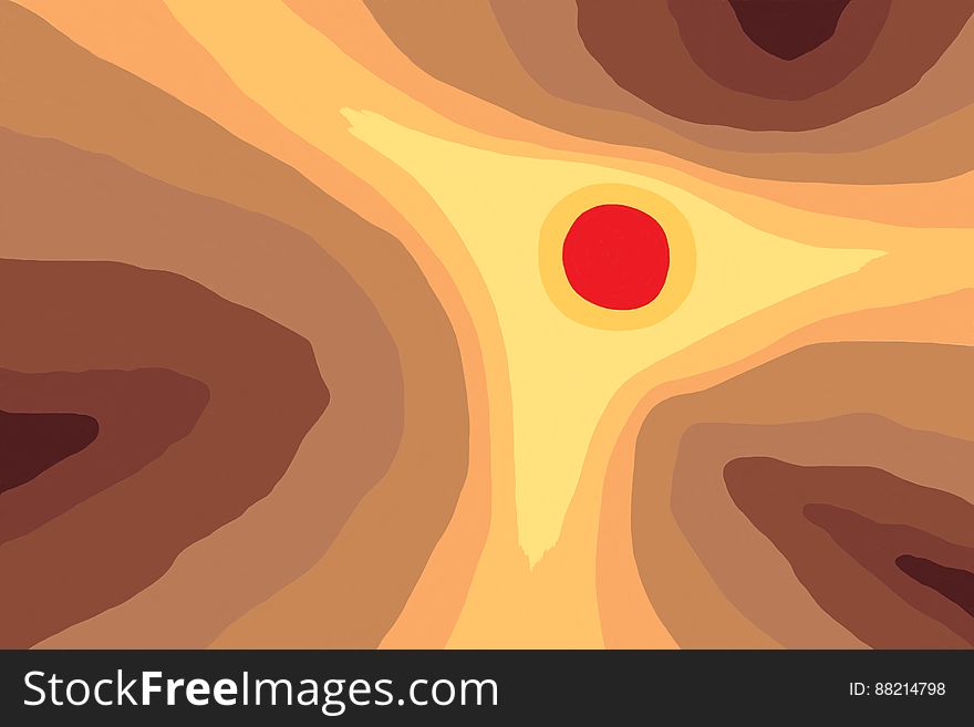 Abstract background with red sun on warm pastel colors