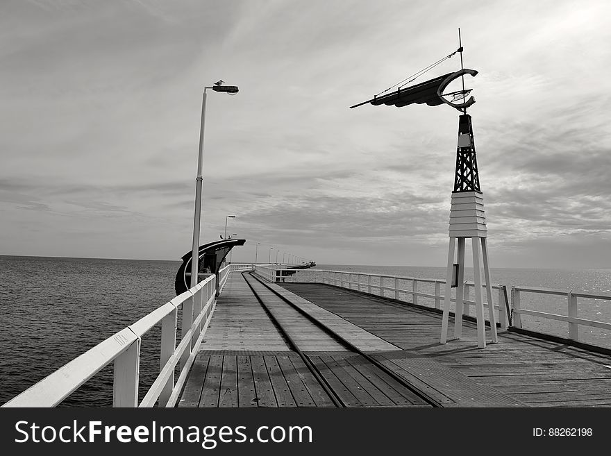 Ocean Pier In Black And White