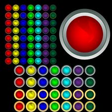 Set Of Multi-coloured Buttons With Boards Royalty Free Stock Image