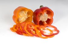 Cut Orange And Red Sweet Pepper Stock Photo Cut Orange And Red Sweet Pepper Stock Photo