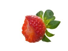 One  Partially Eaten Strawberry Royalty Free Stock Photography
