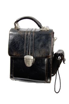 Old Men Leather Handbag With Mobile Phone Royalty Free Stock Photography Old Men Leather Handbag With Mobile Phone Royalty Free Stock Photography