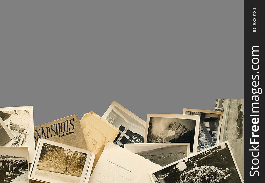 Vintage snapshots isolated on grey