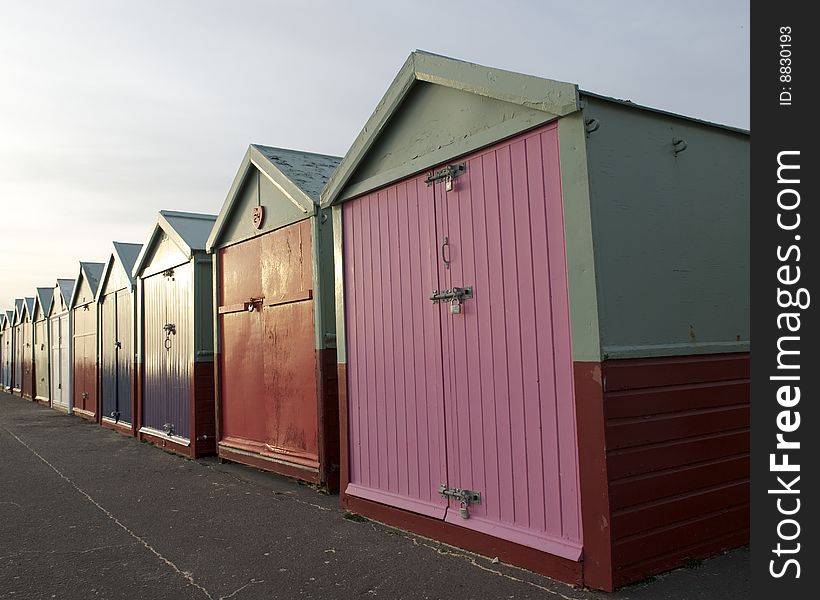 Colored Wooden Beach Huts