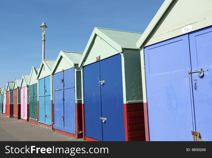 Colored Wooden Beach Huts