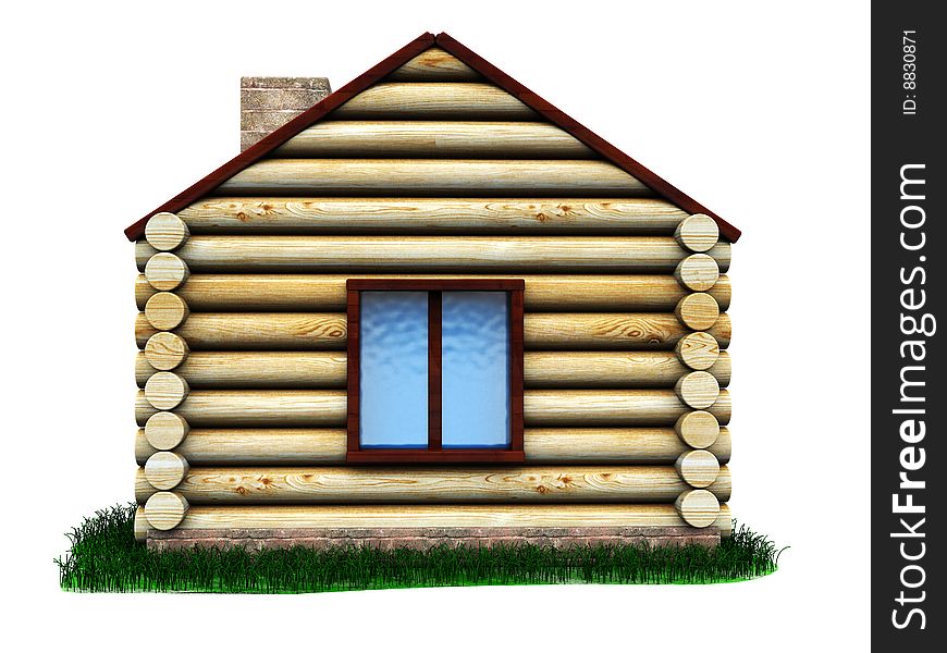 3d illustration of small wooden house over white background. 3d illustration of small wooden house over white background