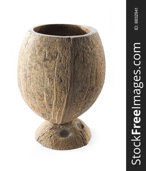 Hand made coconut cup, isolated