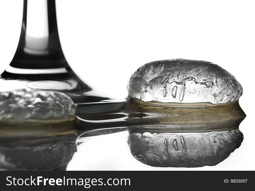 Ice piece and glass cup. Ice piece and glass cup