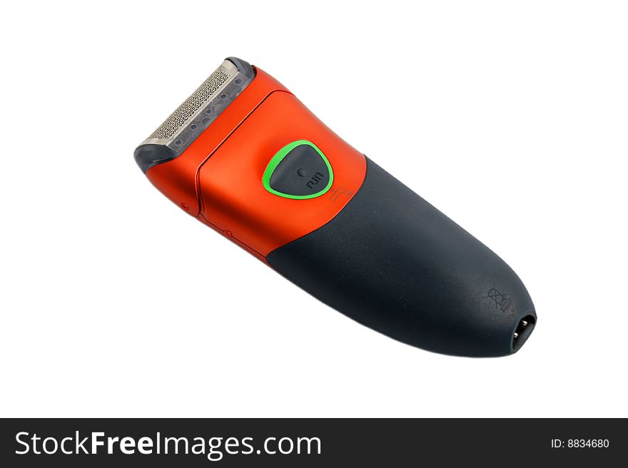 Red shaver on white background, isolated